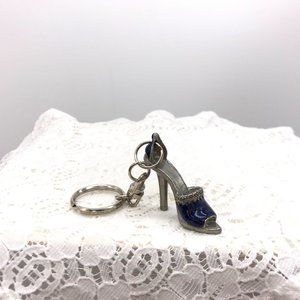 Keychain silver tone with blue shoe